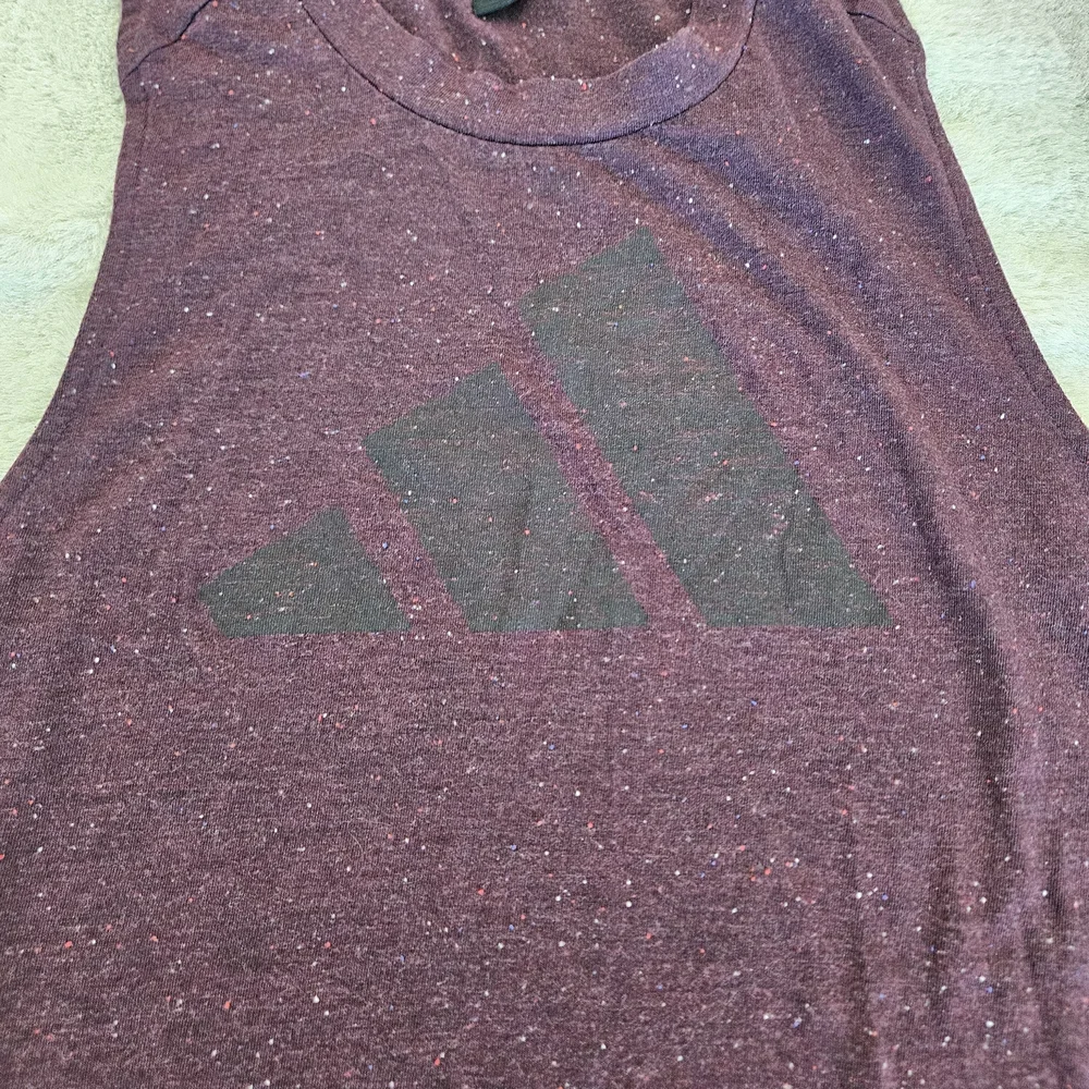 adidas Maroon Sleeveless Muscle Tank with Black Logo - Picture 2 of 6